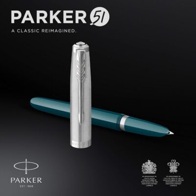 Parker 51 Fountain Pen | Teal Blue Barrel with Chrome Trim …