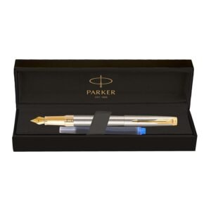 Alternative view of Parker Aster Brushed Metal |Gold Trim |Fountain Pen