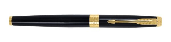 Parker Aster Gold Trim Roller Ball Pen | Body Color - Black | Ink Color - Blue - Image 2