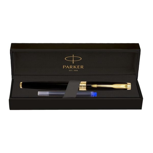 Parker Aster Lacque Black |Gold Trim |Fountain Pen - Medium Nib