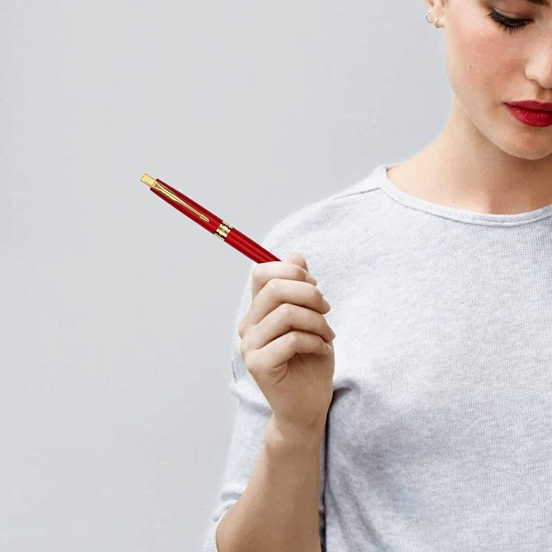 Parker Aster, Matte Red Gold Trim Ball Pen, Rakhi Combo, 3 Piece Set, Blue Ink, Best Choice for Rakhi Gift, Suitable for Office Professionals, College Students