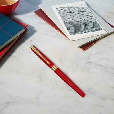 Parker Aster, Matte Red with Gold Trim Roller Ball Pen, Rak…