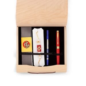 Alternative view of Parker Aster, Matte Red with Gold Trim Roller Ball Pen, Rakhi Combo, 4 Piece Set, Blue Ink, Best Choice for Rakhi Gift, Exquisite and Thoughtful Design