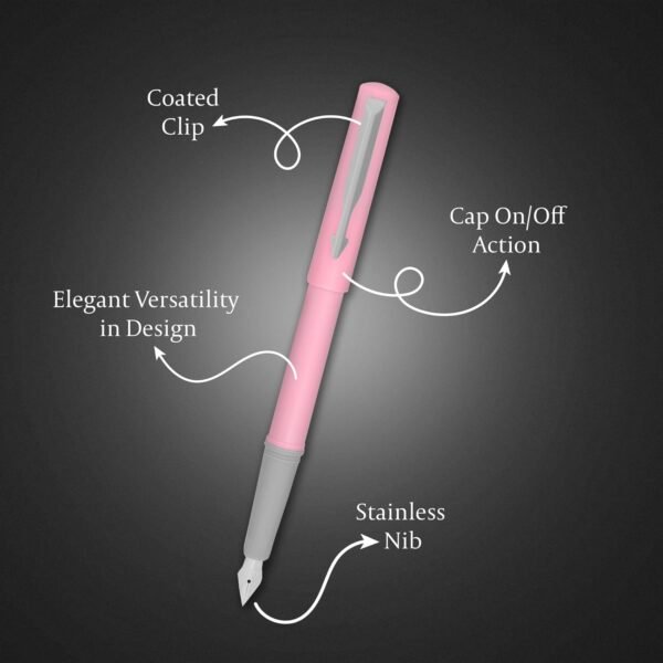 Parker Beta NEO Fountain Pen | Pale Pink Body Color |Ink Color - Blue - Image 2
