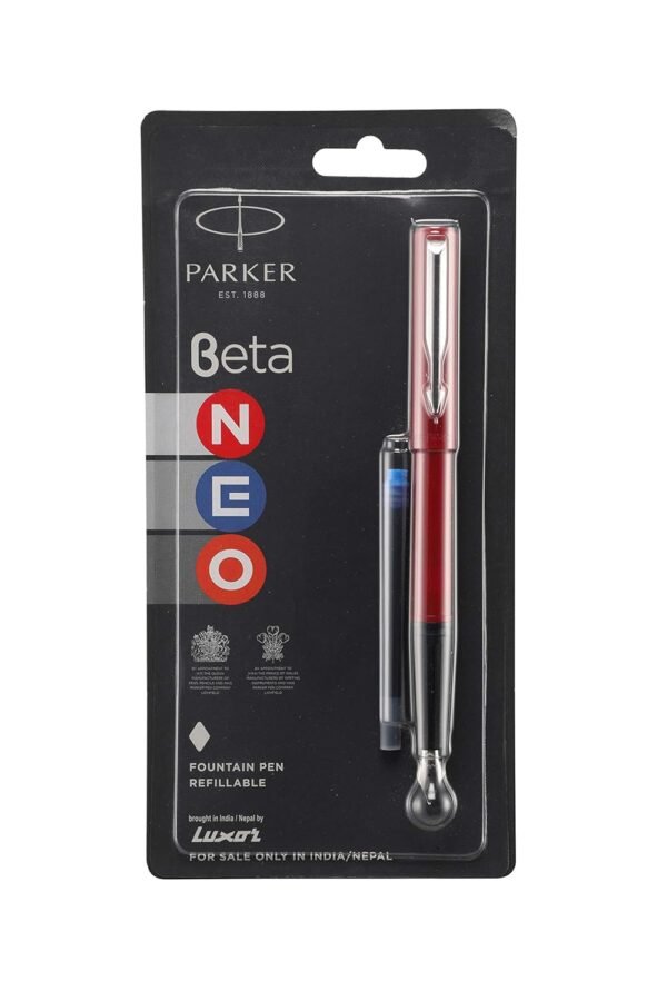 Parker Beta Neo CT | Fountain Pen | Body Color - Red | Ink Color - Blue - Image 3