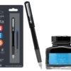 Parker Beta Neo Chrome Trim Fountain Pen| Black Body Color With 1 Ink Cartridge | Ink Color - Blue | Gift For Employees | Unique Gifts For Entrepreneurs Quink Ink Bottle, Blue