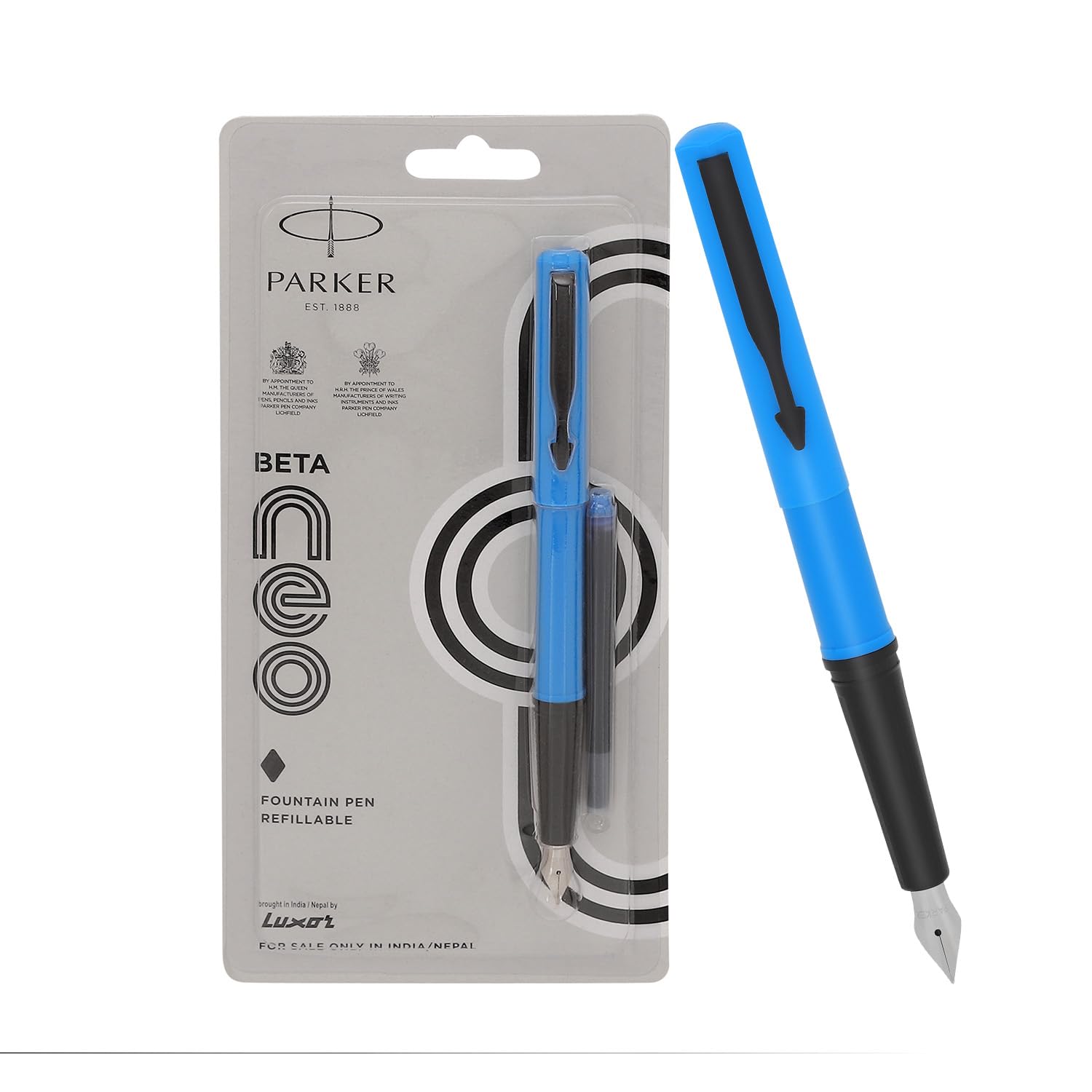 Parker Beta Neo Chrome Trim Fountain Pen| Blue Body Color With 1 Ink Cartridge | Ink Color - Blue | Unique Gift For Employees | Leading Pen For Corporate - Image 5