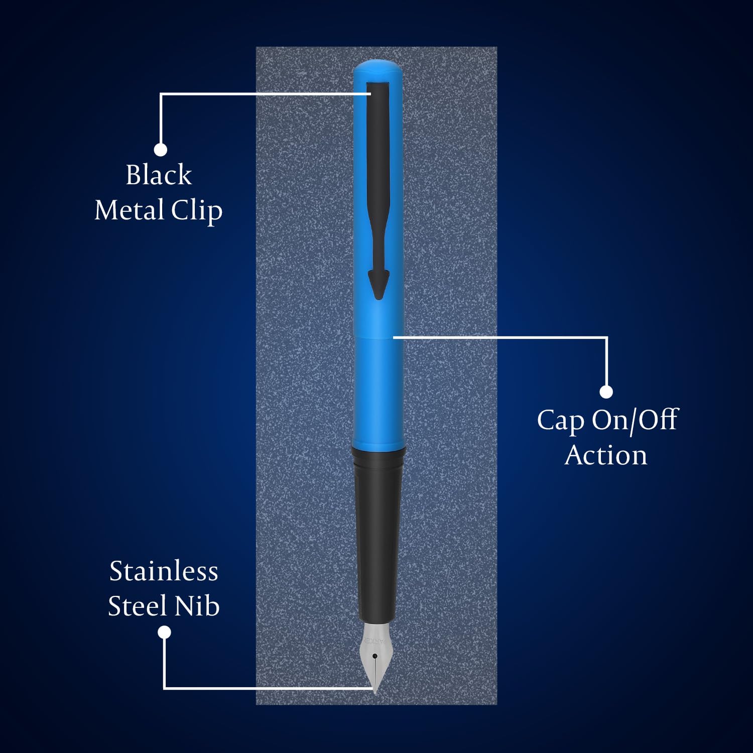 Parker Beta Neo Chrome Trim Fountain Pen| Blue Body Color With 1 Ink Cartridge | Ink Color - Blue | Unique Gift For Employees | Leading Pen For Corporate - Image 7