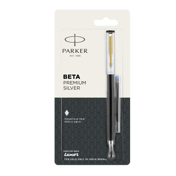 Parker Beta Premium FP GT Fountain Pen with Free Ink Cart (Silver) - Image 3