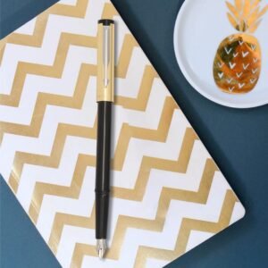 Alternative view of Parker Beta Premium Gold Trim Fountain Pen with 1 Ink Cartridge | Ink Color - Blue | Intutive Design | Comfortable grip