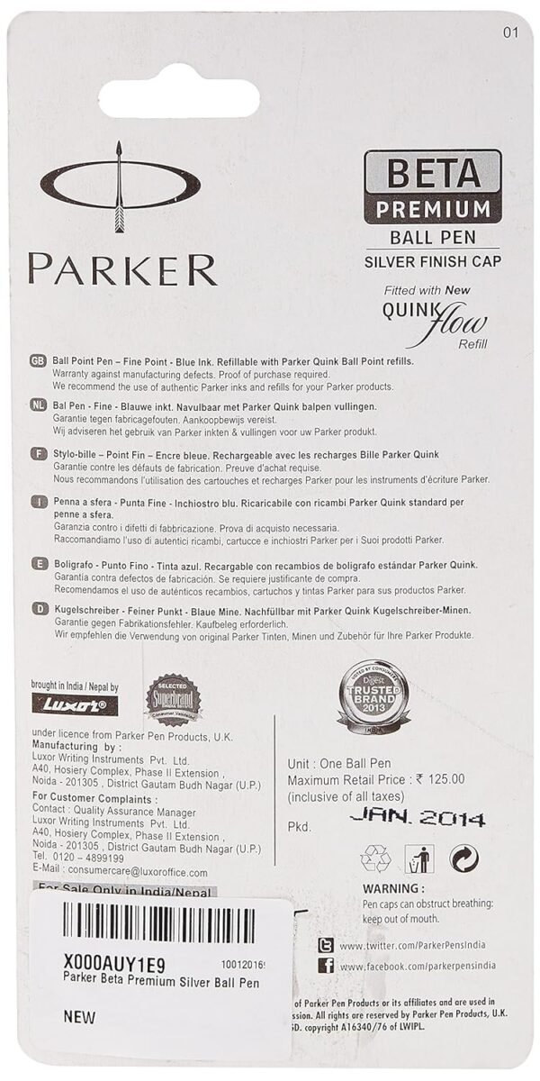 Parker Beta Premium Silver Ball Pen