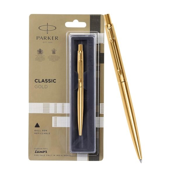 Parker Classic Gold Trim Ball Pen | Blue Ink | Ballpoint Pen for Smooth Writing | Iconic Parker Craftsmanship | Premium Gifting Choice - Image 4