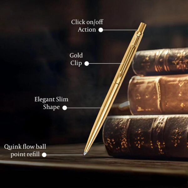 Parker Classic Gold Trim Ball Pen | Blue Ink | Ballpoint Pen for Smooth Writing | Iconic Parker Craftsmanship | Premium Gifting Choice - Image 9