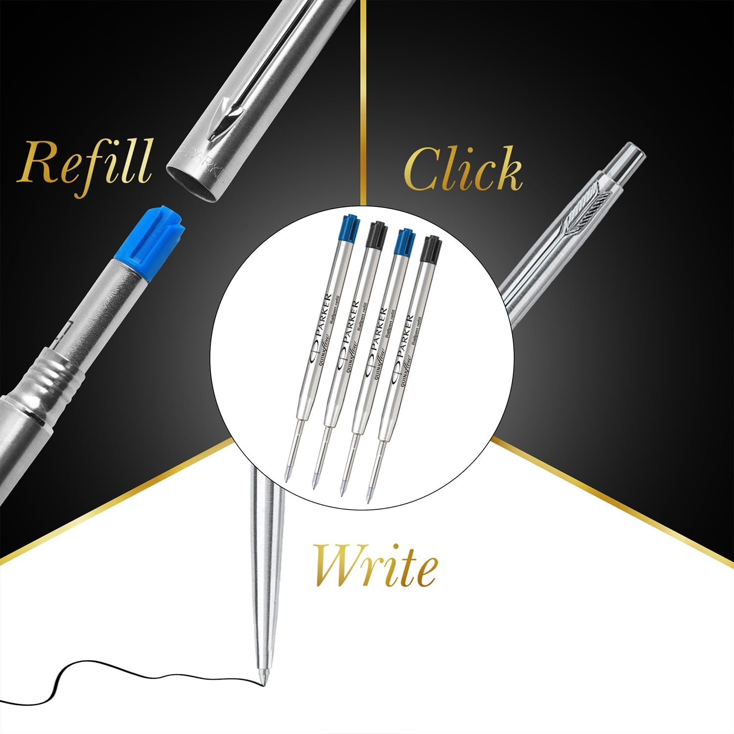 Parker Classic Stainless Steel Chrome Trim Ball Pen | Ink Color - Blue | Corporate Gift | Ideal For Professional Use - Image 3