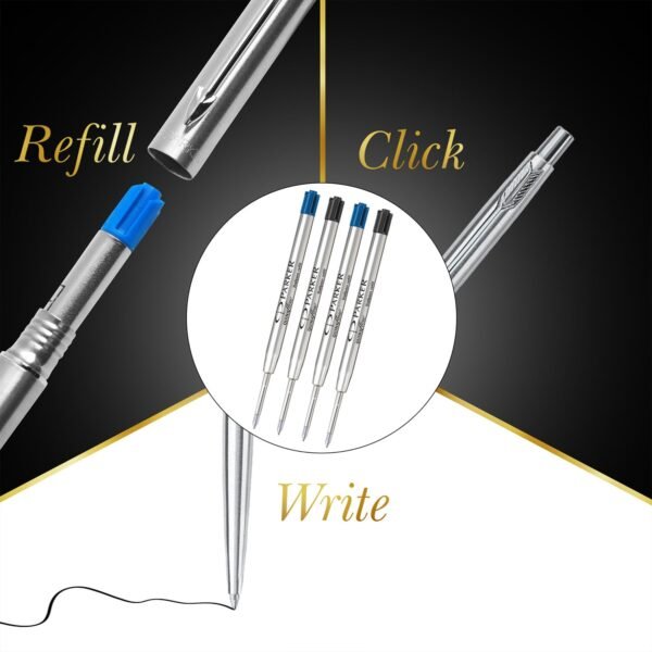 Parker Classic Stainless Steel Chrome Trim Ball Pen| Ink Color - Blue | Gift For Employees | Unique Gifts For Entrepreneurs - Image 3