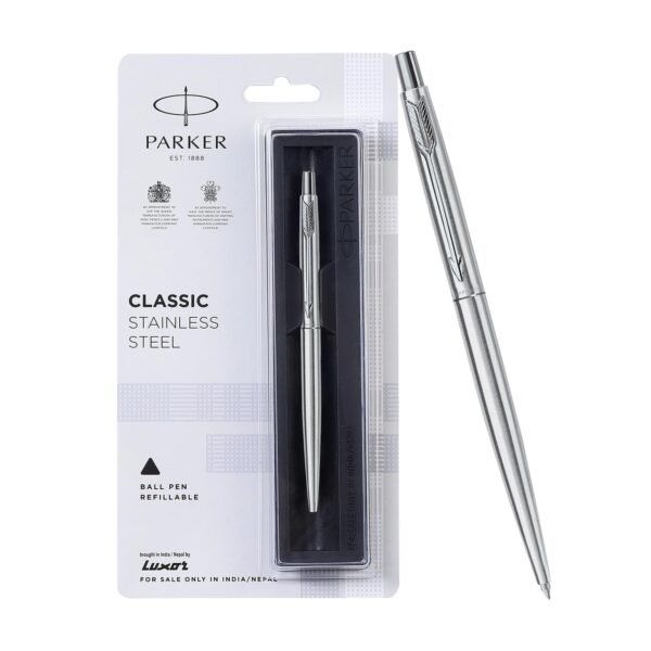 Parker Classic Stainless Steel Chrome Trim Ball Pen| Ink Color - Blue | Gift For Employees | Unique Gifts For Entrepreneurs - Image 7
