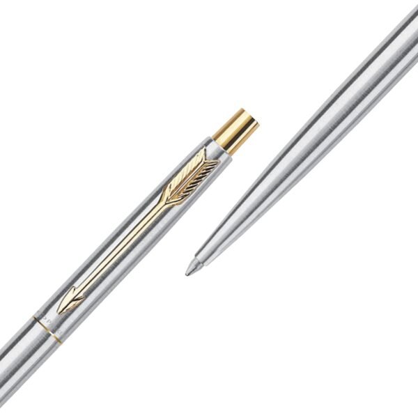 Parker Classic Stainless Steel Gold Trim Ball Pen | Blue Ink | Ballpoint Pen for Smooth Writing | Elegant Design and Great for Gifting or Celebrations - Image 2
