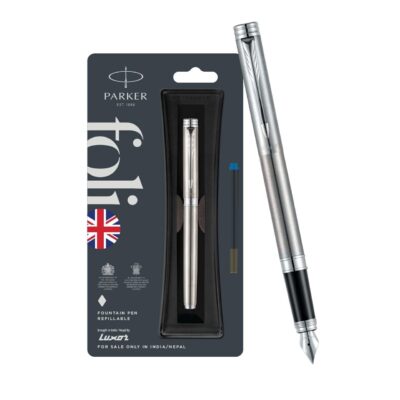 Parker Folio Stainless Steel Chrome Trim Fountain Pen With …