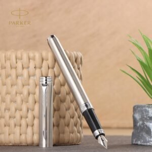 Alternative view of Parker Folio Stainless Steel Chrome Trim Fountain Pen With 1 Ink Cartridge Free | Corporate Gift | Ideal For Professional Use