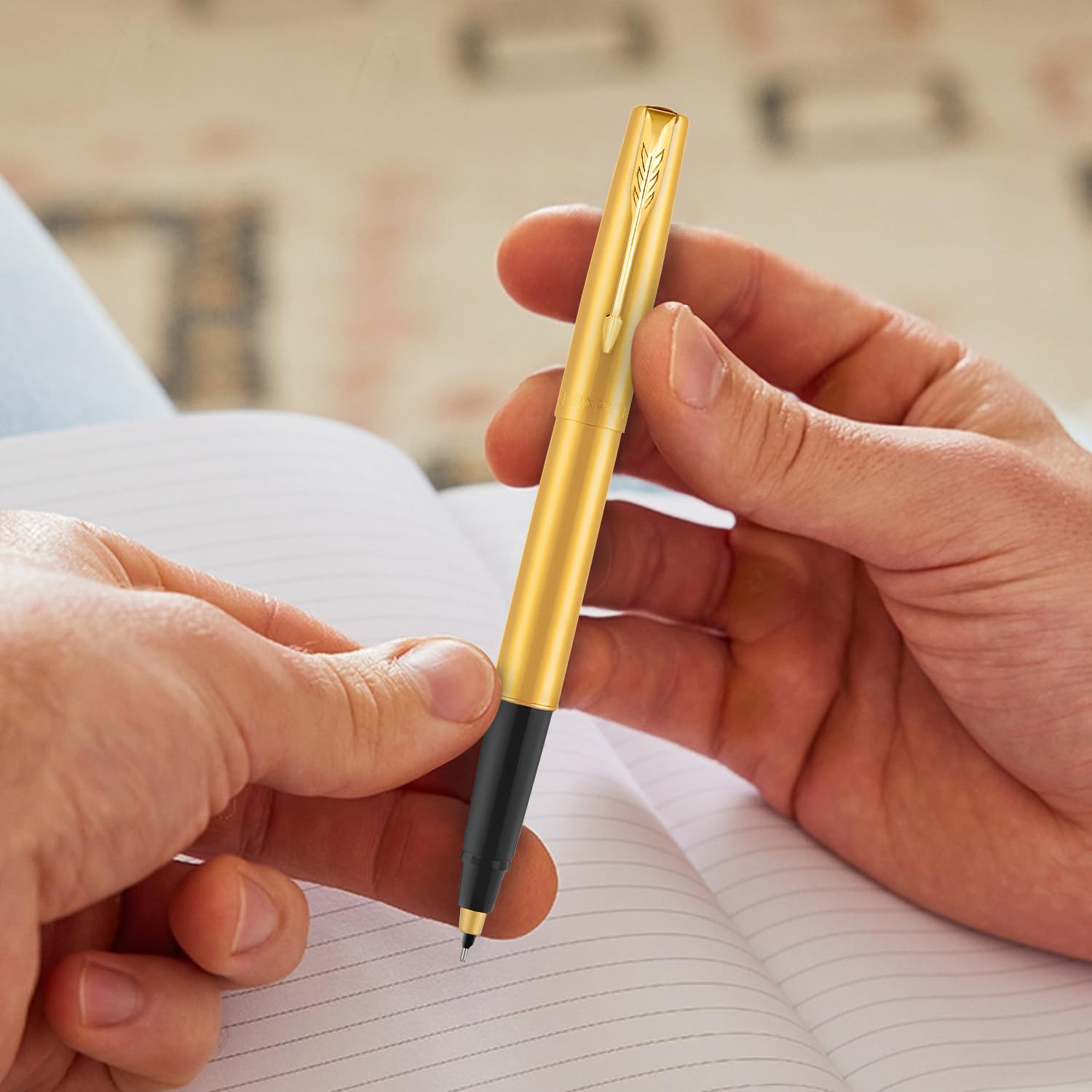 Parker Frontier Gold Roller Ball Pen| Ink Color - Blue | Perfect For Professional Use | Elite Pen For Corporate Purposes - Image 2