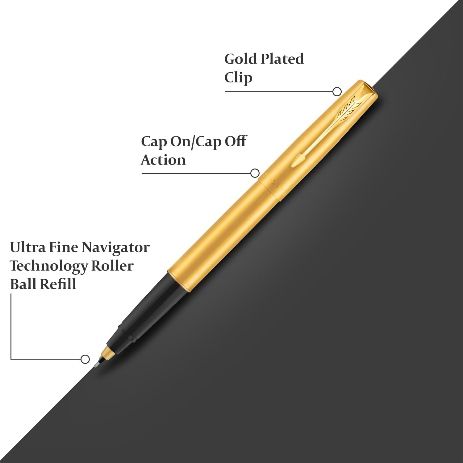 Parker Frontier Gold Roller Ball Pen| Ink Color - Blue | Perfect For Professional Use | Elite Pen For Corporate Purposes - Image 6