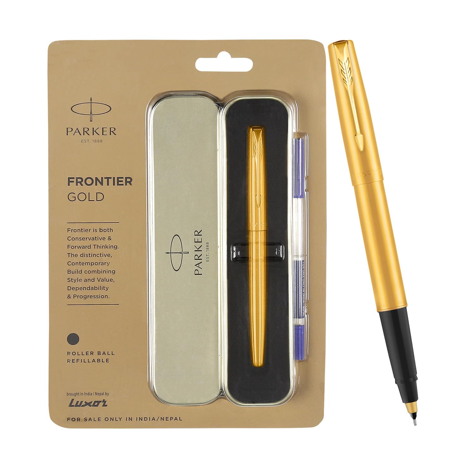 Parker Frontier Gold Roller Ball Pen| Ink Color - Blue | Perfect For Professional Use | Elite Pen For Corporate Purposes - Image 7