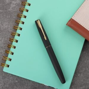 Parker Frontier Matte Black Gold Trim Fountain Pen | Leading Pen For Corporate