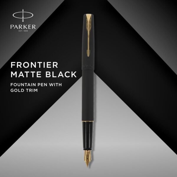 Parker Frontier Matte Black Gold Trim Fountain Pen | Leading Pen For Corporate - Image 3