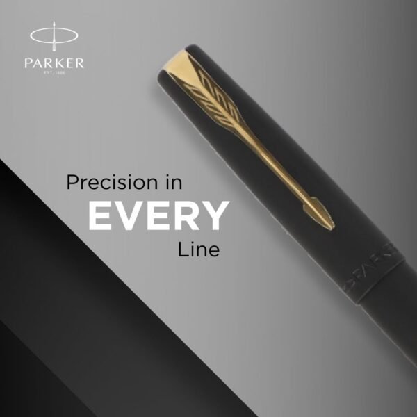 Parker Frontier Matte Black Gold Trim Fountain Pen | Leading Pen For Corporate - Image 5