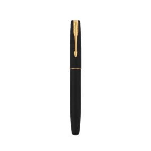 Parker Frontier Rollerball Pen | Gold trim | Ink Color Blue | Matte finish black Body | Premium Smooth Writing Pen designed for Students, Creators, and Professionals