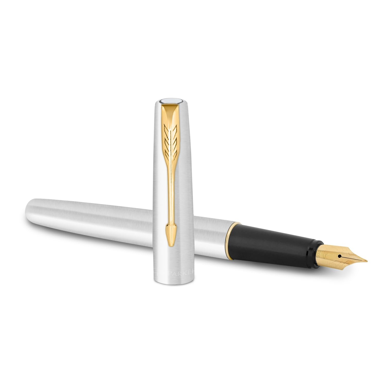 Parker Frontier Stainless Steel Gold Trim Fountain Pen | Corporate Gift | Ideal For Professional Use - Image 2