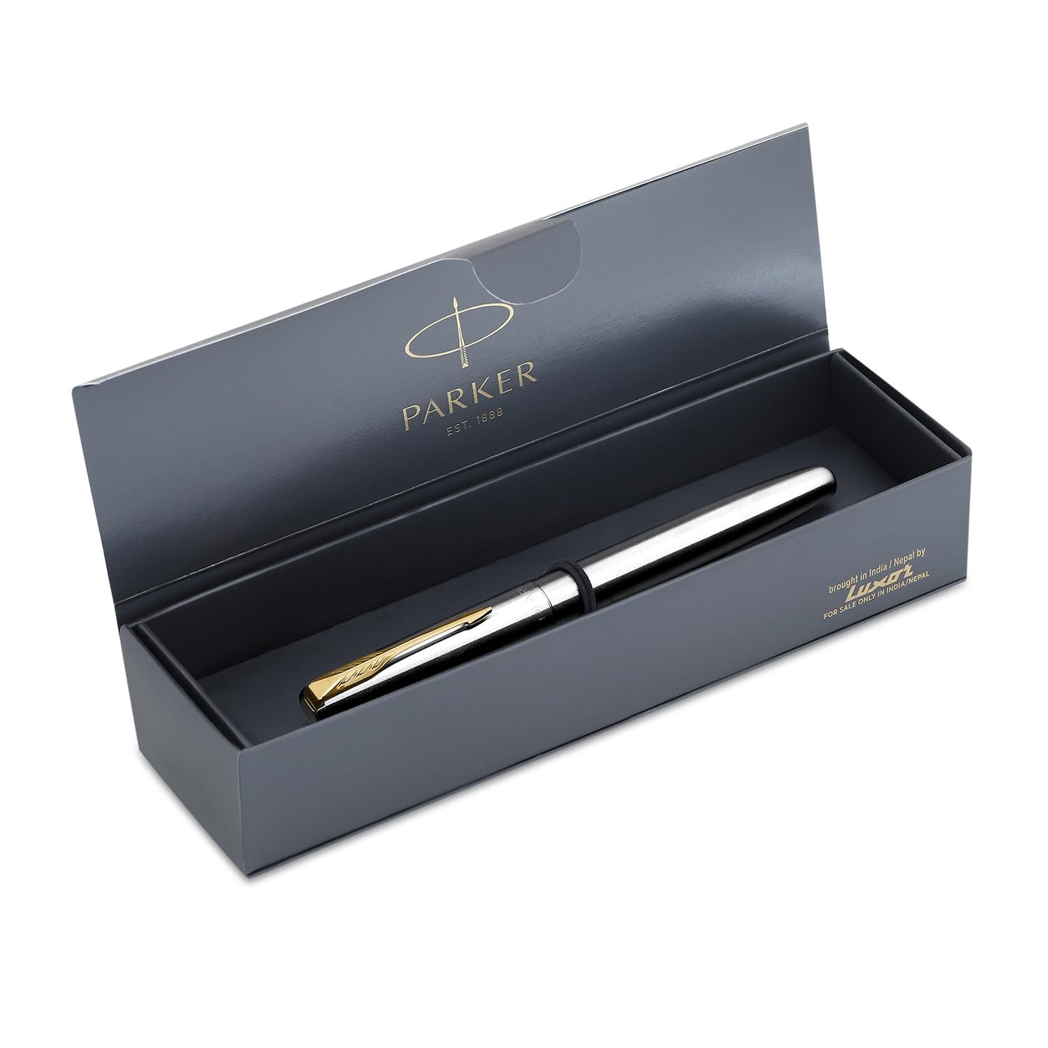 Parker Frontier Stainless Steel Gold Trim Fountain Pen | Corporate Gift | Ideal For Professional Use - Image 4