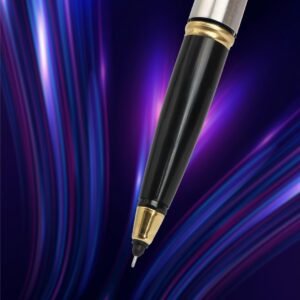 Parker Galaxy Stainless Steel Gold Trim Roller Ball Pen