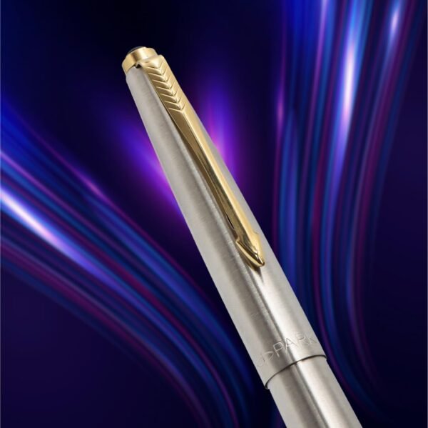Parker Galaxy Stainless Steel Gold Trim Roller Ball Pen - Image 3