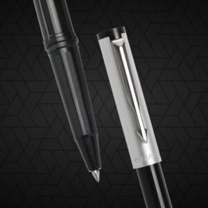 Parker Gift Set Beta Premium Chrome Trim Roller Ball Pen With Houndstooth Print Notebook | 1 Pen + 1 Note Book| Ink Color - Blue | Gifts For Employees | Perfect For Corporate