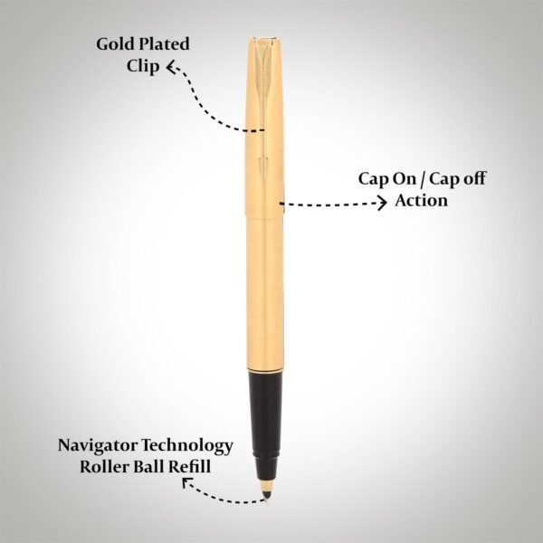 Parker Gift Set | Frontier Gold Roller Ball Pen with White Paper Notebook | 1 Pen + 1 Note Book| Ink Color - Blue - Image 2