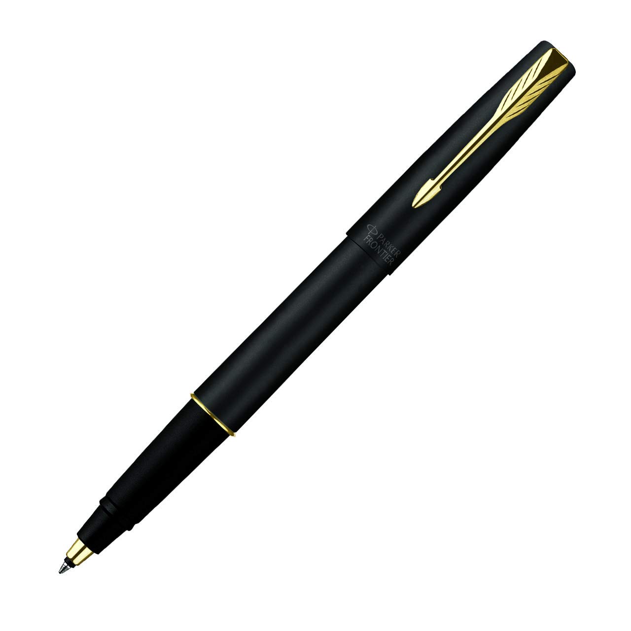 Parker Gift Set Frontier Matte Black Gold Trim Roller Ball Pen With Card Holder | 1 Pen + 1 Card Holder| Ink Color - Blue | Perfect For Employees | Unique Gifts For Entrepreneurs - Image 3