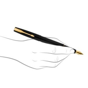 Parker Gift Set- (Parker Frontier Matte Black Gold Trim Fountain Pen With Card Holder) 1 Pen+ 1 Card Holder| Ink Color - Blue| Gift Set | Gifts For Employees