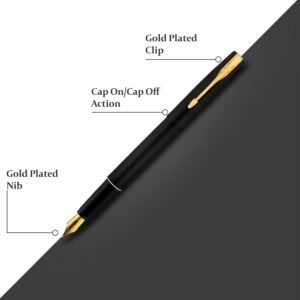 Alternative view of Parker Gift Set- (Parker Frontier Matte Black Gold Trim Fountain Pen With Card Holder) 1 Pen+ 1 Card Holder| Ink Color - Blue| Gift Set | Gifts For Employees