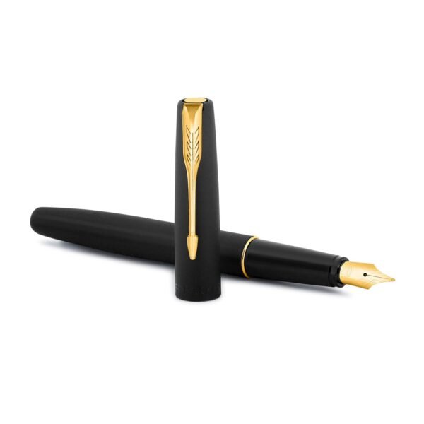 Parker Gift Set- (Parker Frontier Matte Black Gold Trim Fountain Pen With Card Holder) 1 Pen+ 1 Card Holder| Ink Color - Blue| Gift Set | Gifts For Employees - Image 3