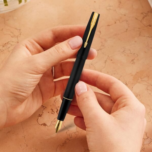Parker Gift Set- (Parker Frontier Matte Black Gold Trim Fountain Pen With Card Holder) 1 Pen+ 1 Card Holder| Ink Color - Blue| Gift Set | Gifts For Employees - Image 4