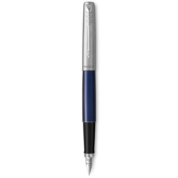 Parker Jotter Fountain Pen, Royal Blue Metal Body, Medium Point, Blue Ink, Includes Gift Box - Image 4