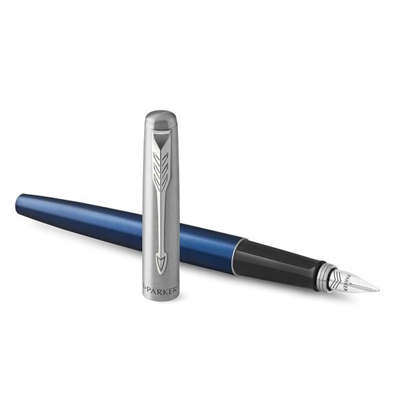 Parker Jotter Fountain Pen, Royal Blue Metal Body, Medium Point, Blue Ink, Includes Gift Box - Image 6