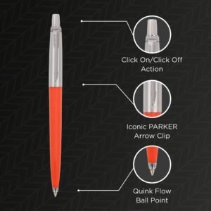 Parker Jotter Originals Chrome Trim Ball Pen| Orange Body Color| Ink Color - Blue | Gift For Employees | Unique Gifts For Entrepreneurs
