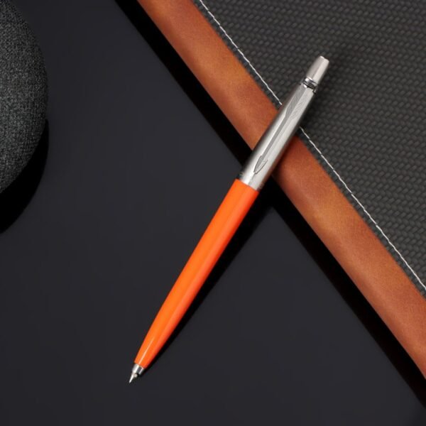 Parker Jotter Originals Chrome Trim Ball Pen| Orange Body Color| Ink Color - Blue | Gift For Employees | Unique Gifts For Entrepreneurs - Image 3