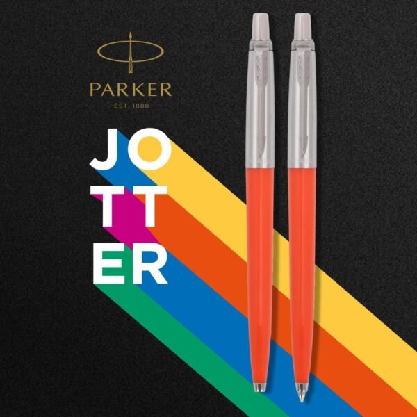Parker Jotter Originals Chrome Trim Ball Pen| Orange Body Color| Ink Color - Blue | Gift For Employees | Unique Gifts For Entrepreneurs - Image 5