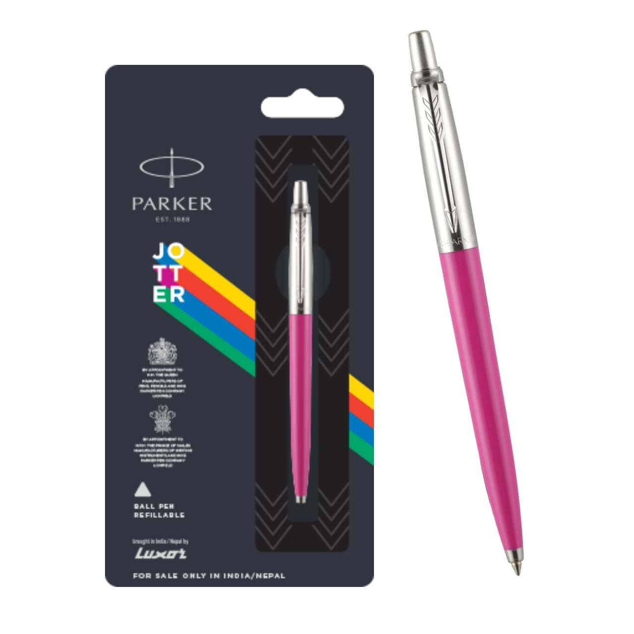 Parker Jotter Originals Chrome Trim Ball Pen| Pink Body Color| Ink Color - Blue | Corporate Gift | Ideal For Professional Use - Image 4