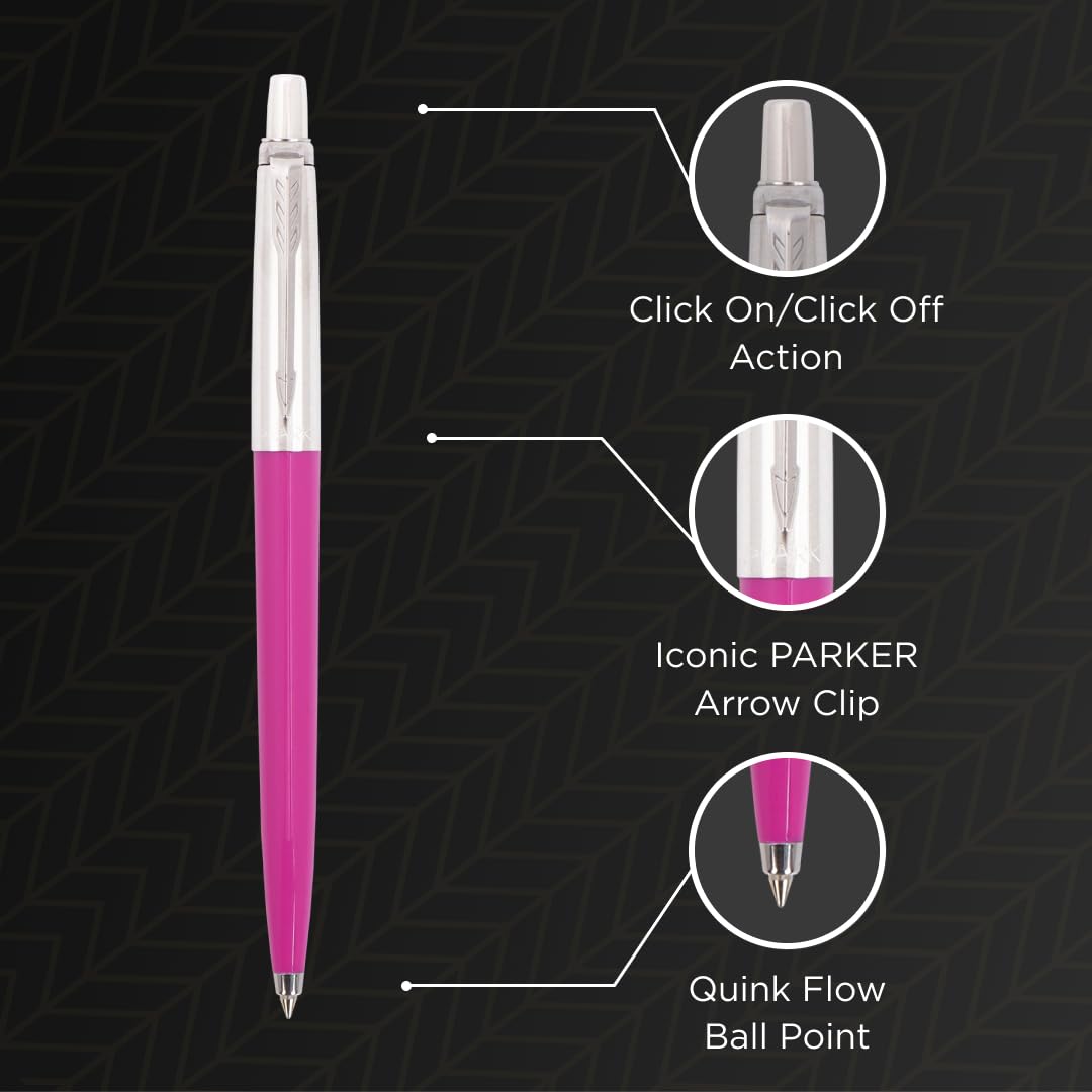 Parker Jotter Originals Chrome Trim Ball Pen| Pink Body Color| Ink Color - Blue | Corporate Gift | Ideal For Professional Use - Image 5