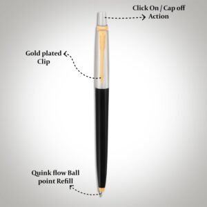 Alternative view of Parker Jotter Standard Ball Pen Gold Trim | Body Color - Black | Ink Color - Blue