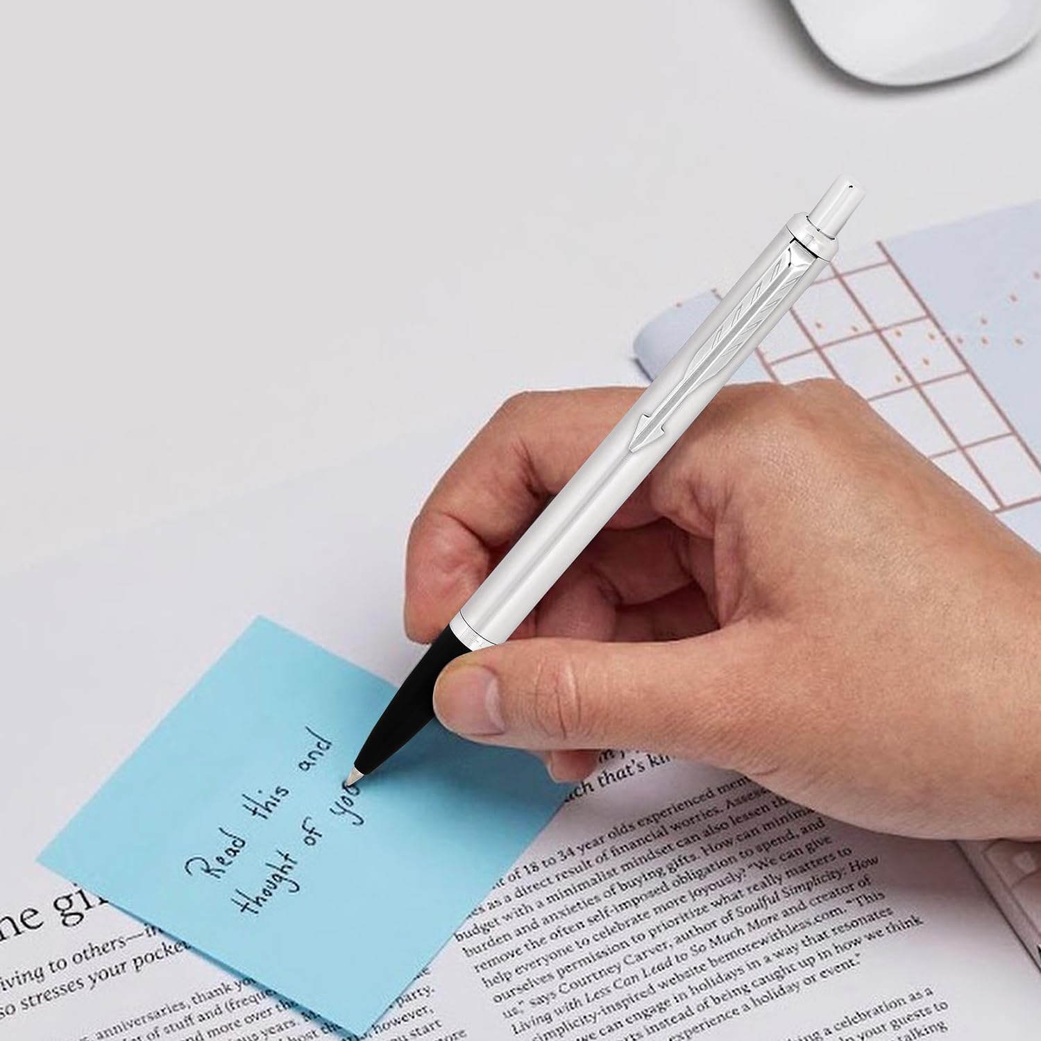 Parker Latitude Shiny Chrome Trim Ball Pen| Ink Color - Blue | Pen For Corporate - Image 4